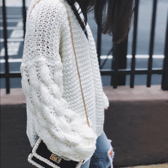 Last 1✨Presley Cream Knit Puff Sleeve Cardigan - Picture 3 of 7